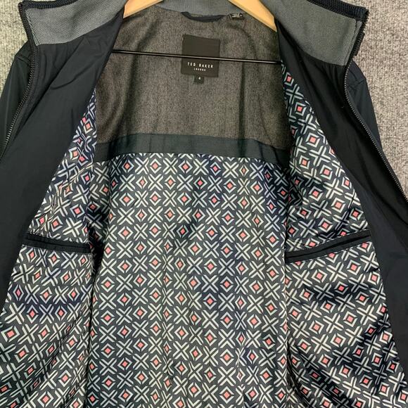 Ted Baker Full‎ Zip Bomber Jacket Sweatshirt Navy Blue Designer Men's Sz 4 - Picture 7 of 8